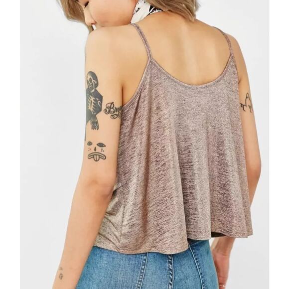 Kimchi Blue Gold Bronze Metallic Round Neck Flowy Tank Top S - Picture 4 of 15